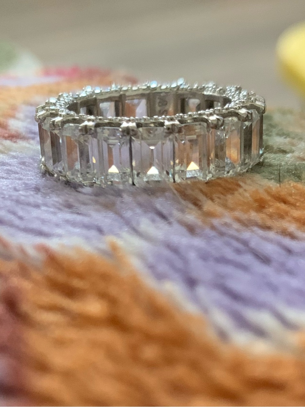 Silver Crystal Eternity Band - Clear Stone Women's Ring